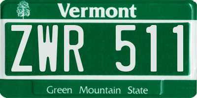 VT license plate ZWR511