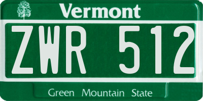 VT license plate ZWR512