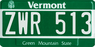 VT license plate ZWR513
