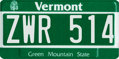 VT license plate ZWR514