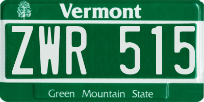VT license plate ZWR515