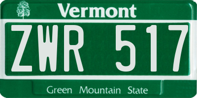 VT license plate ZWR517