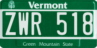 VT license plate ZWR518