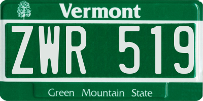 VT license plate ZWR519