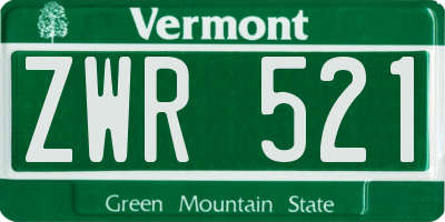 VT license plate ZWR521