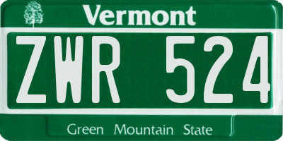 VT license plate ZWR524