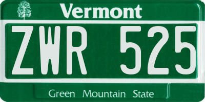 VT license plate ZWR525