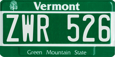 VT license plate ZWR526