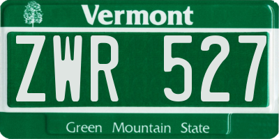 VT license plate ZWR527
