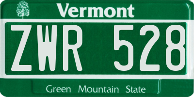 VT license plate ZWR528