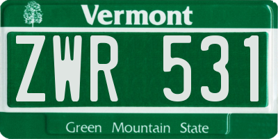 VT license plate ZWR531