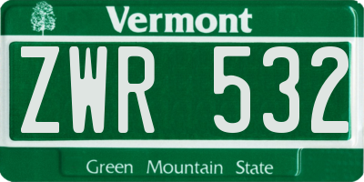 VT license plate ZWR532