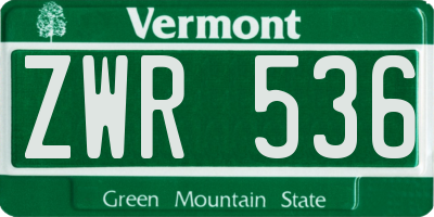 VT license plate ZWR536