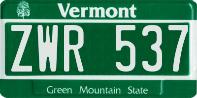 VT license plate ZWR537