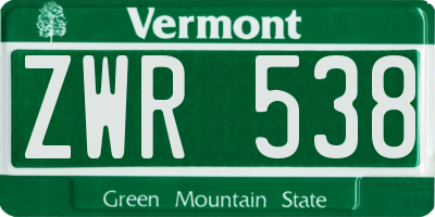 VT license plate ZWR538