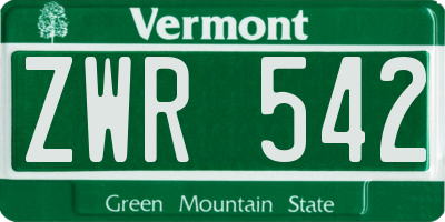 VT license plate ZWR542