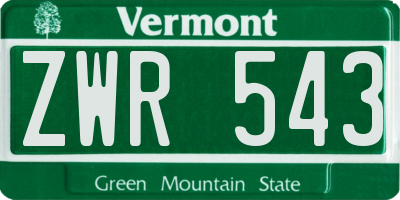VT license plate ZWR543