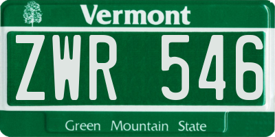 VT license plate ZWR546