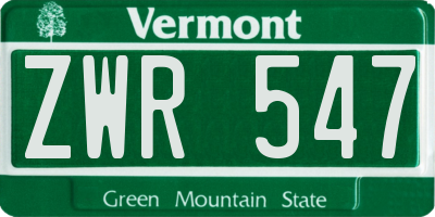 VT license plate ZWR547
