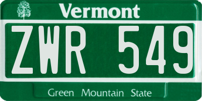 VT license plate ZWR549