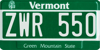 VT license plate ZWR550