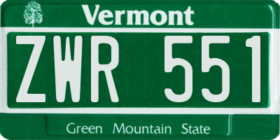 VT license plate ZWR551