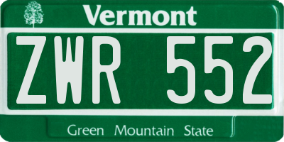 VT license plate ZWR552
