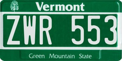 VT license plate ZWR553