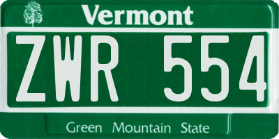 VT license plate ZWR554
