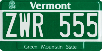 VT license plate ZWR555