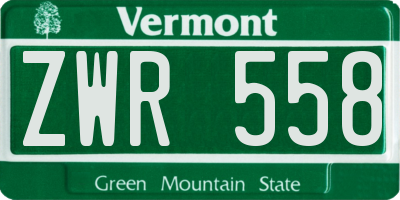 VT license plate ZWR558