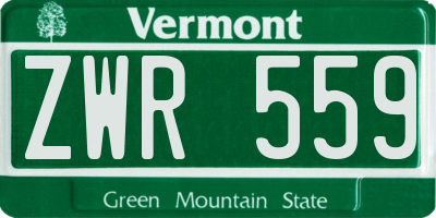 VT license plate ZWR559