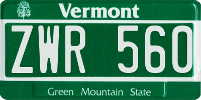 VT license plate ZWR560