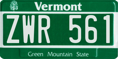 VT license plate ZWR561
