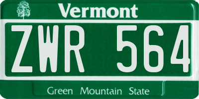 VT license plate ZWR564