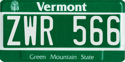 VT license plate ZWR566
