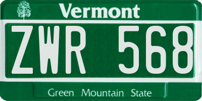VT license plate ZWR568
