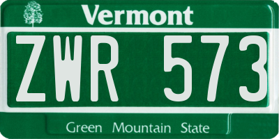 VT license plate ZWR573