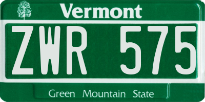 VT license plate ZWR575