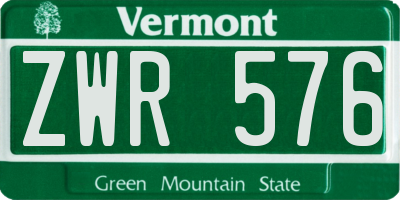 VT license plate ZWR576