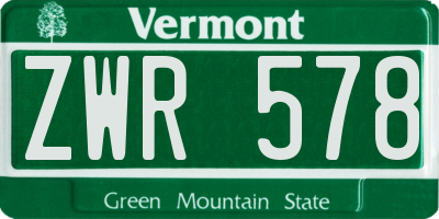 VT license plate ZWR578