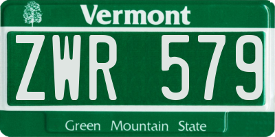 VT license plate ZWR579
