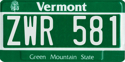 VT license plate ZWR581