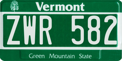 VT license plate ZWR582