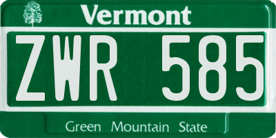 VT license plate ZWR585