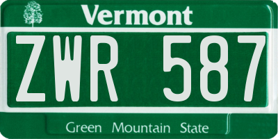 VT license plate ZWR587