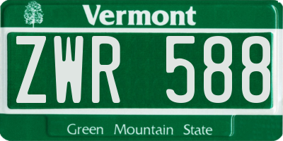 VT license plate ZWR588