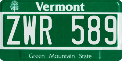 VT license plate ZWR589