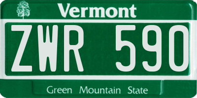 VT license plate ZWR590