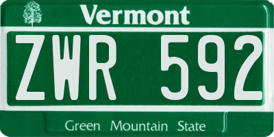 VT license plate ZWR592